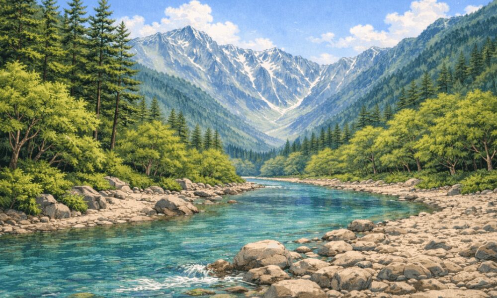 沢渡駐車場からシャトルバスで上高地